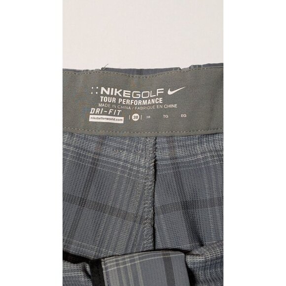 Nike Golf Plaid Shorts Mens 38 Preppy Tour Performance Gray Dri-Fit Lightweight - Picture 3 of 8